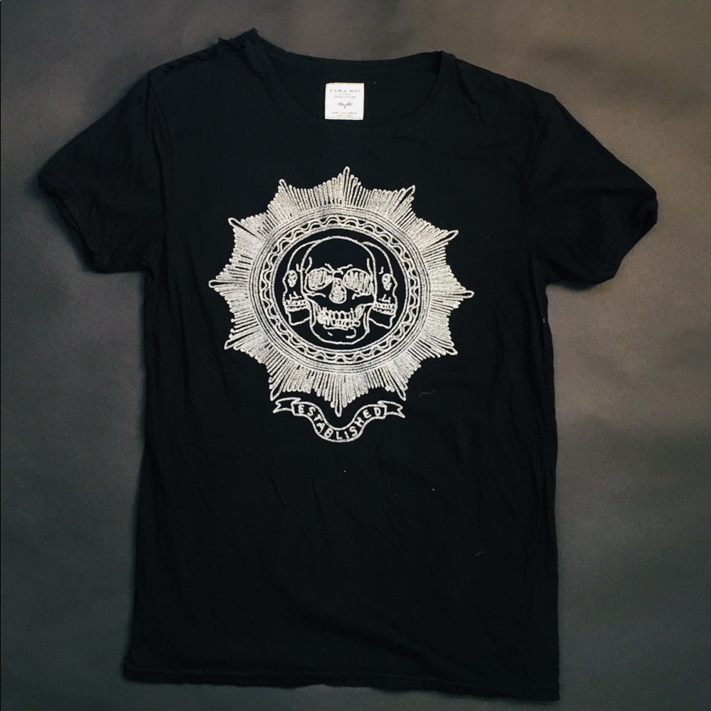 Zara Man Denim Couture Distressed Tees